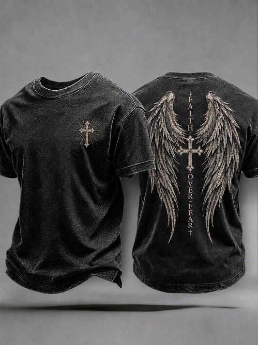 Men's Faith Over Fear Printed Casual T-Shirt