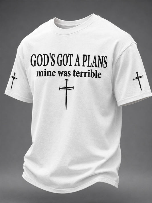 Men's God's Got A Plan Mine Was Terrible Print Tee