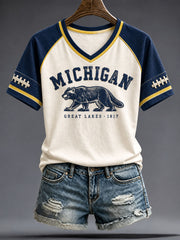 Women's Michigan University Football Lover Printed T-shirt