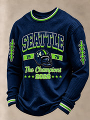 Men's Seattle Football Gameday Gift For Football Fans Waffle Long Sleeve T-Shirt