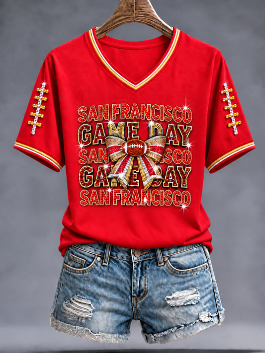 Women's Football Gameday Gift For Football Fans Short Sleeve T-shirt