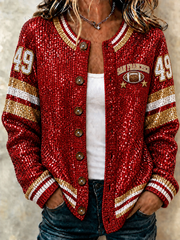 Women's Football Gameday Gift For Football Fans Cardigan-Style Knit Jacket