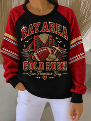 Women's Football Gameday Gift For Football Fans Ribbed Round-Neck Sweatshirt
