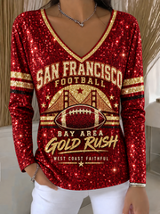 Women's Football Gameday Gift For Football Fans V-Neck T-Shirt