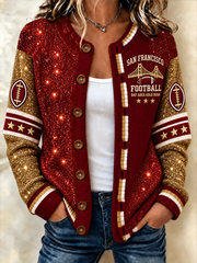 Women's Football Gameday Gift For Football Fans Cardigan-Style Knit Jacket