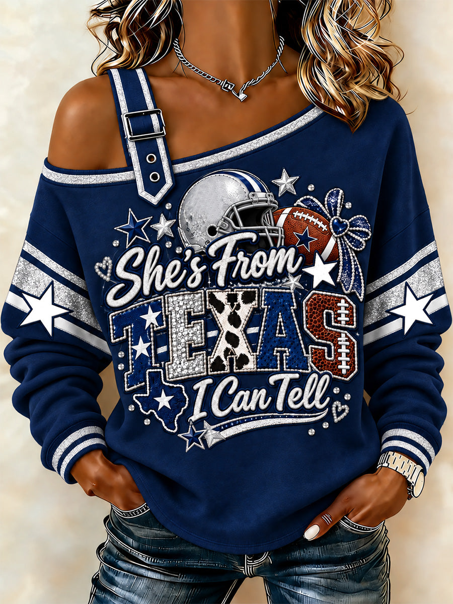 Women's Football Gameday Gift For Football Fans Casual Off-Shoulder Sweatshirt