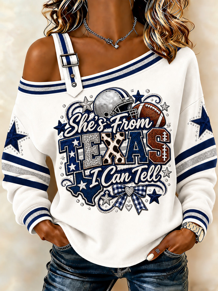 Women's Football Gameday Gift For Football Fans Casual Off-Shoulder Sweatshirt