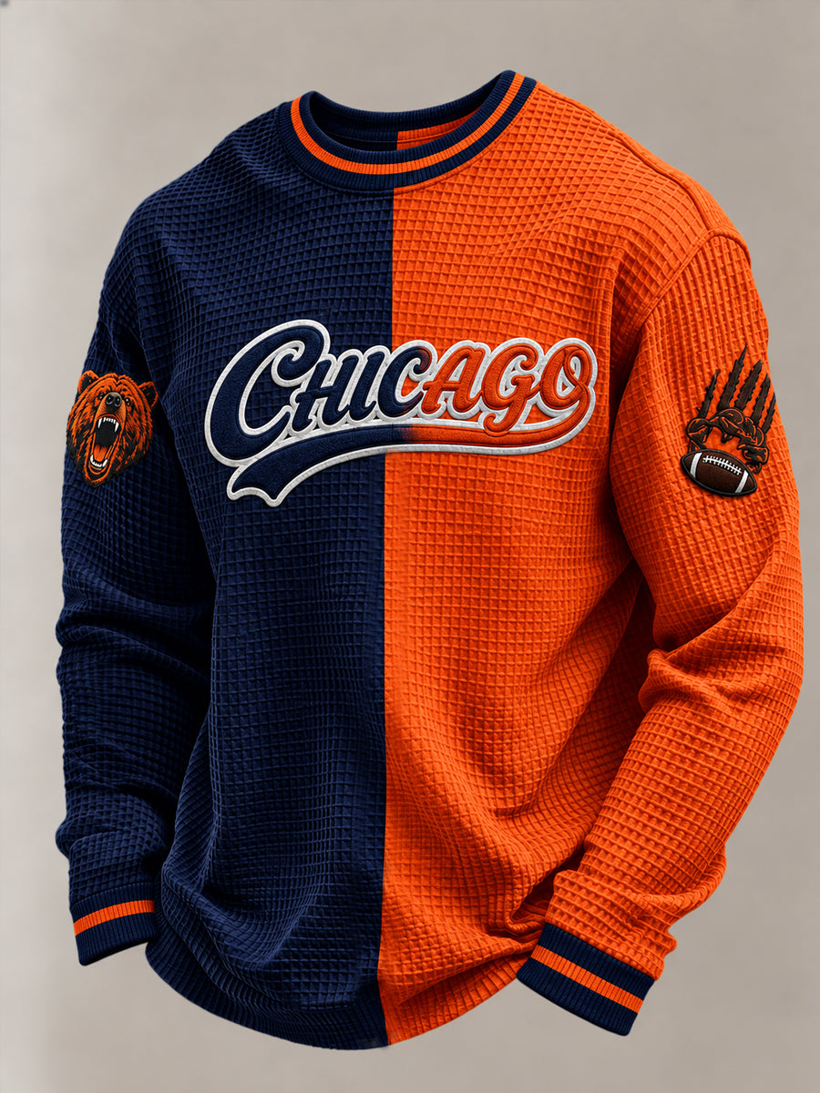 Men's Football Gameday Gift For Football Fans Waffle Long Sleeve T-Shirt