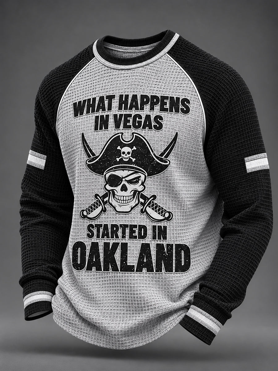 Men's What Happens In Las Vegas Started In Oakland Print Waffle Sweatshirt