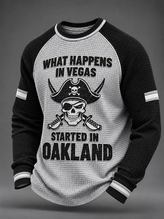 Men's What Happens In Las Vegas Started In Oakland Print Waffle Sweatshirt