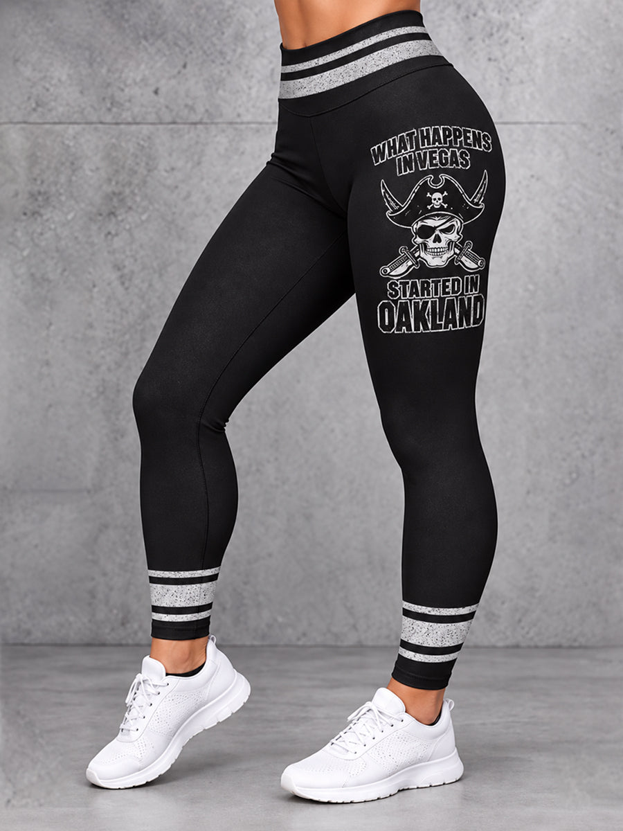 Women's What Happens In Las Vegas Started In Oakland Print Leggings