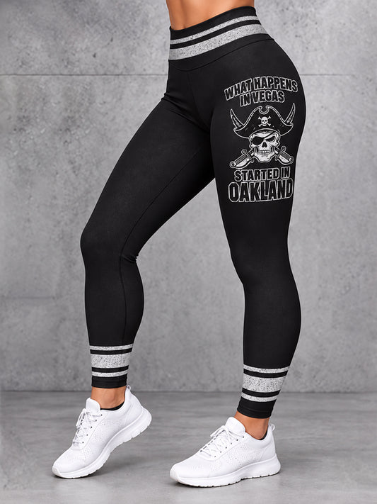Women's What Happens In Las Vegas Started In Oakland Print Leggings