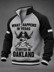 Men's What Happens In Las Vegas Started In Oakland Print Zip-Up Sweatshirt