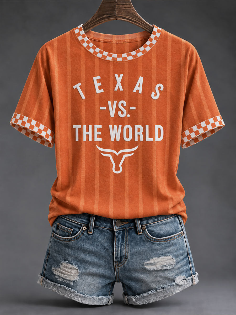 Women's "Texas Vs The World" Football Game Day Casual T-Shirt