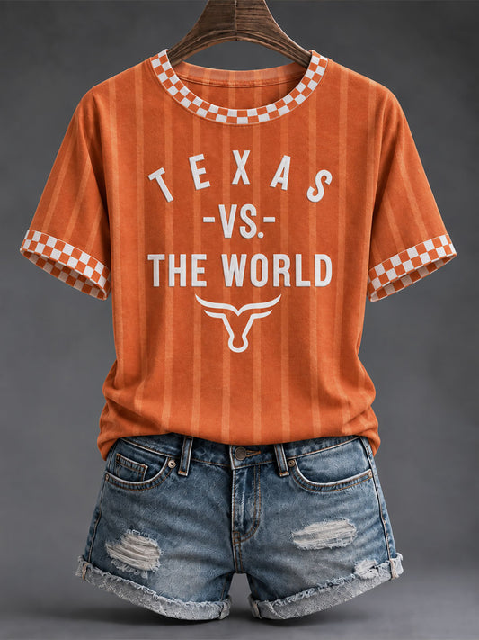 Women's "Texas Vs The World" Football Game Day Casual T-Shirt