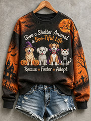 Women's Adopt a Dog Month Pet Lover Print Sweatshirt