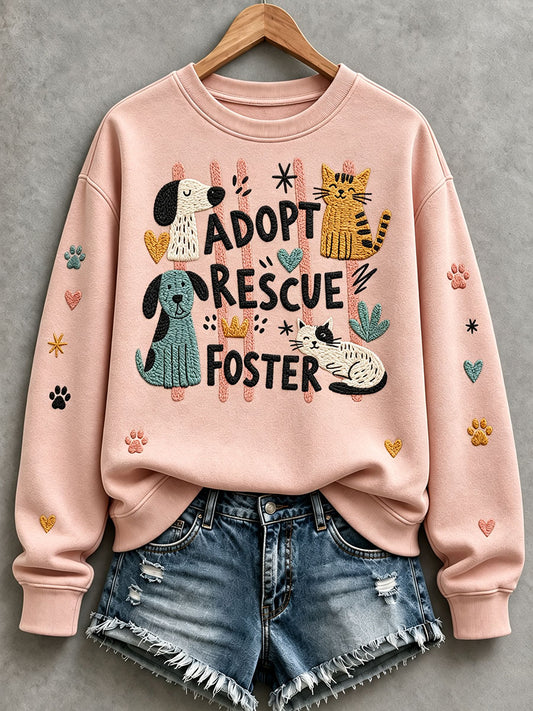 Women's Adopt a Dog Month Pet Lover Print Sweatshirt