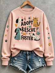 Women's Adopt a Dog Month Pet Lover Print Sweatshirt