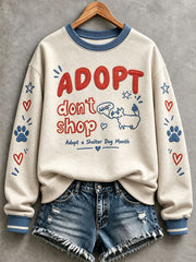 Women's Adopt a Dog Month Pet Lover Print Sweatshirt