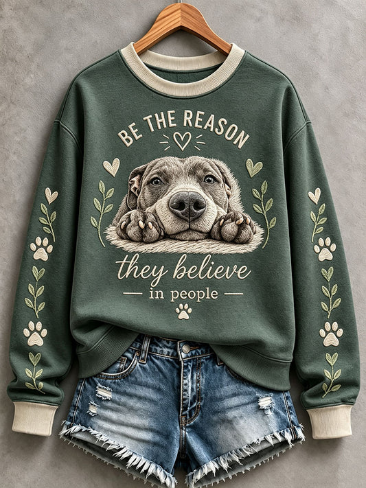 Women's Adopt a Dog Month Pet Lover Print Sweatshirt