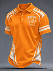 Men's Game Day Football Printed Casual Polo Shirt