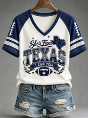 Women's Football Gameday Gift For Football Fans V-Neck Tee