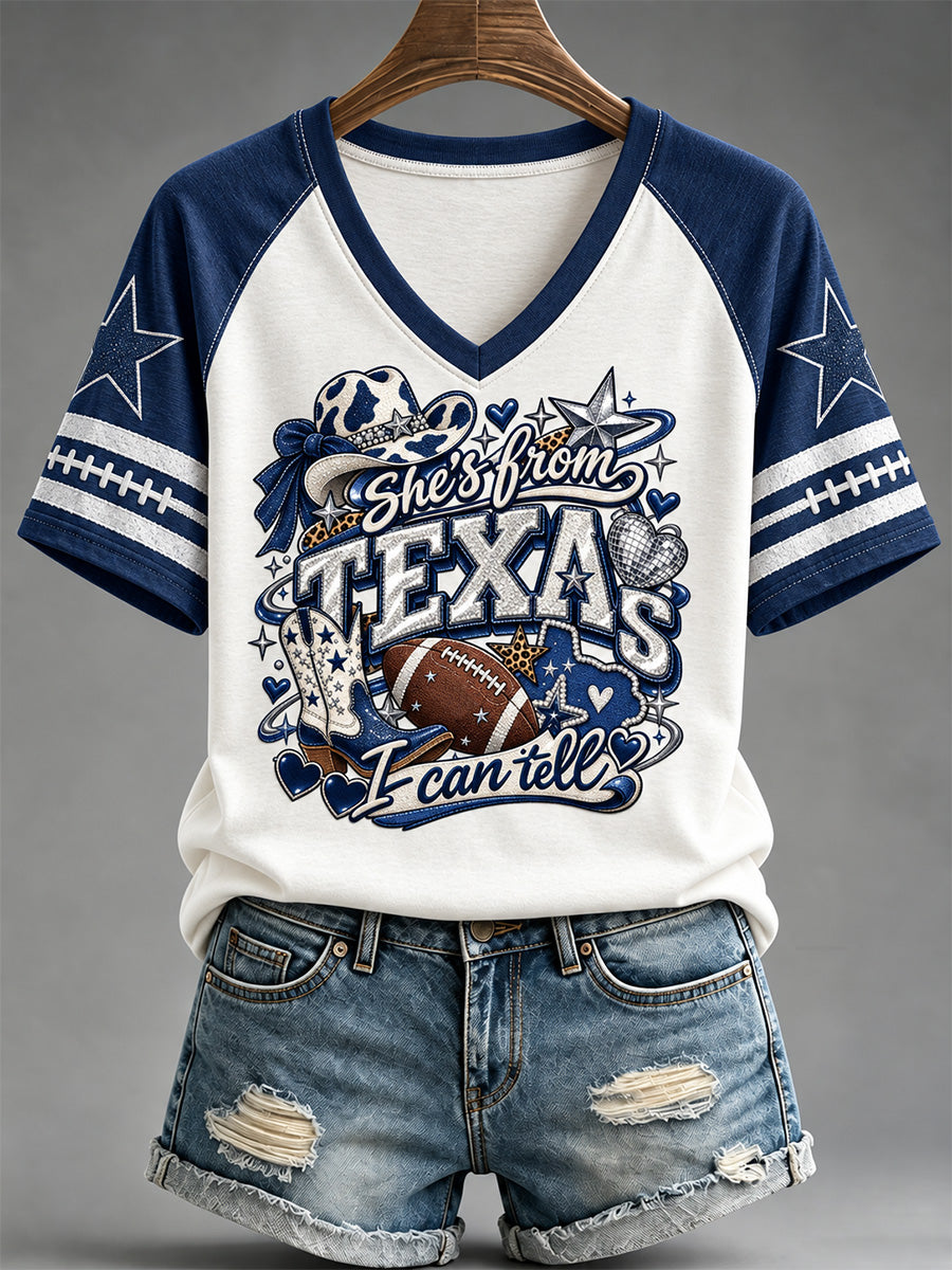 Women's Football Gameday Gift For Football Fans V-Neck Tee