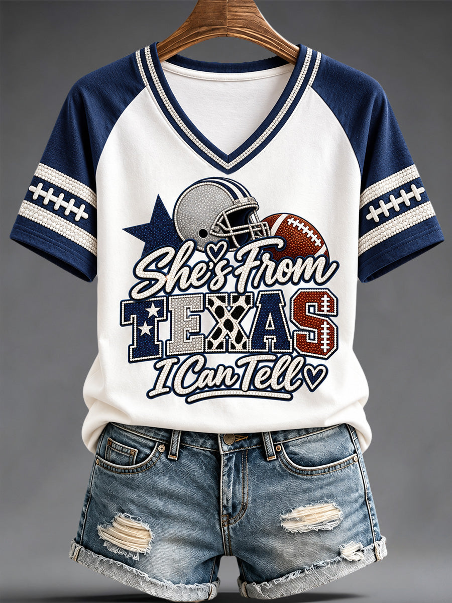 Women's Football Gameday Gift For Football Fans V-Neck Tee