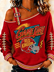 Women's Football Gameday Gift For Football FansCasual Off-Shoulder Sweatshirt