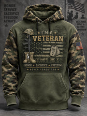 Men's Veterans Day US Flag Camouflage Print Casual Hoodie