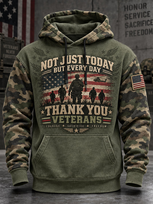 Men's Veterans Day US Flag Camouflage Print Casual Hoodie