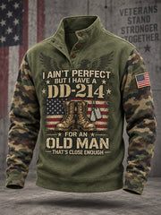 Men's Veterans Day US Flag Camouflage Print Casual Buttons Pullover