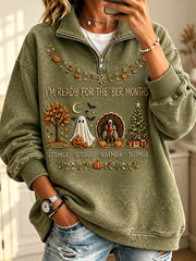 Women's Vintage I'm Ready For The 'ber Months Print Zip Up Sweatshirt