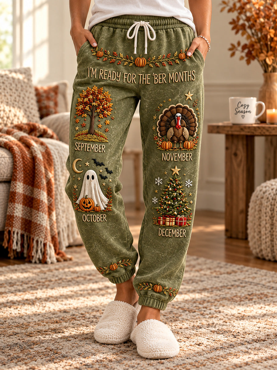 Women's Vintage I'm Ready For The 'ber Months Print Sweatpants