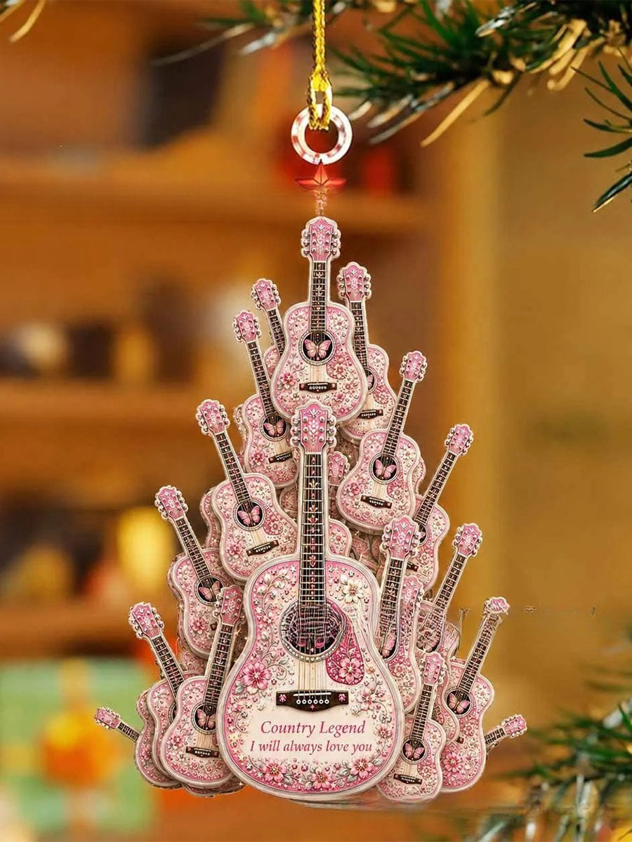 Pink Guitar Country Music Hanging Ornament