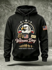 Men's Veterans Day US Flag Print Casual Hoodie