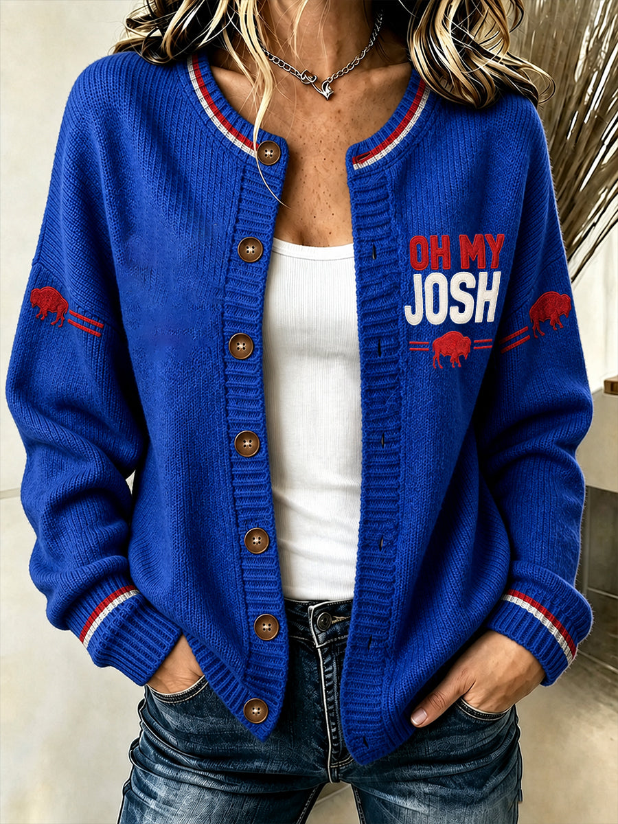 Women's Football Lover Buf Art Prtinted Cardigan-Style Knit Jacket