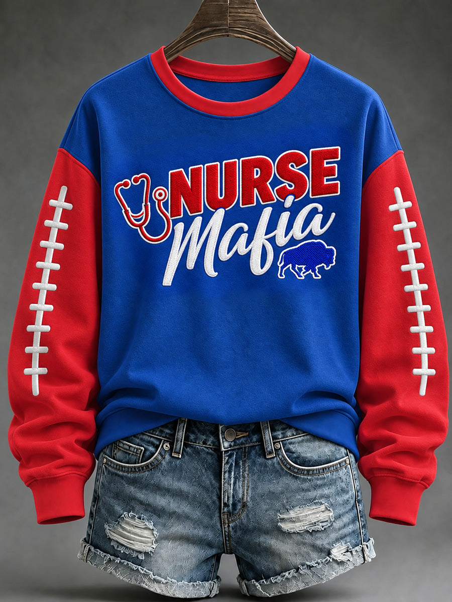 Women's Football Lover Buffalo Print Casual Sweatshirt