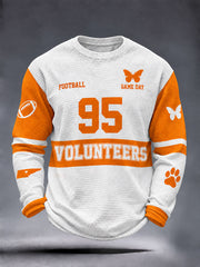 Men's Football Game Day Graphic Casual Waffle Long Sleeve T-Shirt