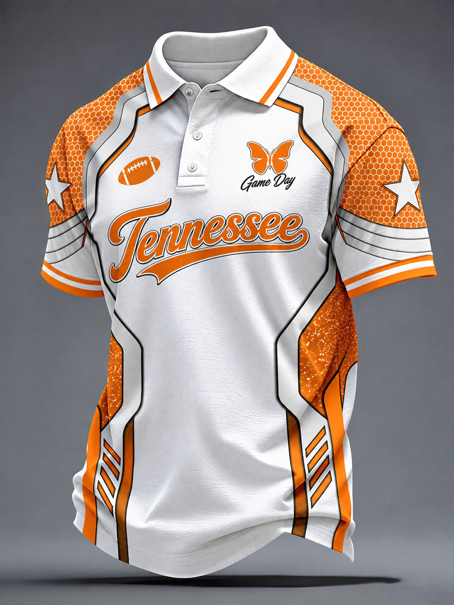 Men's Football Game Day Graphic Casual Polo Shirt