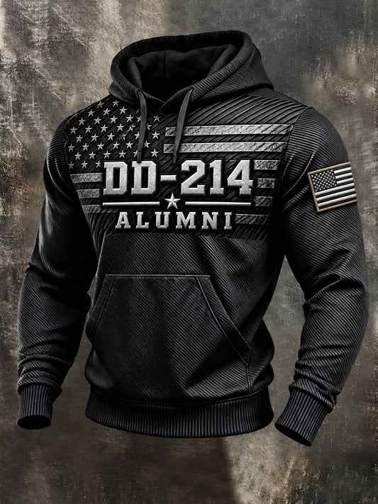 Men's Veterans Day DD-214 Alumni US Flag Print Casual Hoodie