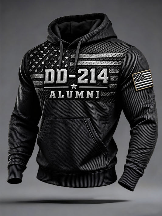 Men's Veterans Day DD-214 Alumni US Flag Print Casual Hoodie