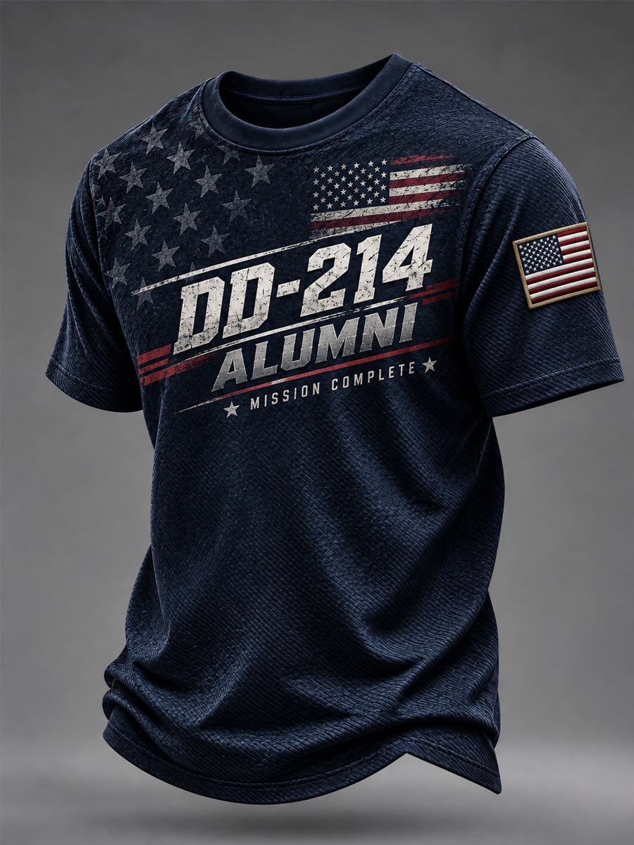 Men's Veterans Day DD-214 Alumni US Flag Print Casual Tee