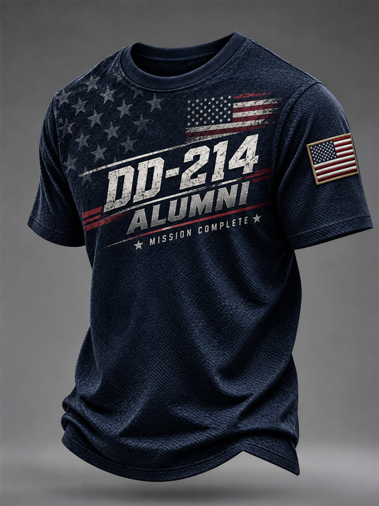 Men's Veterans Day DD-214 Alumni US Flag Print Casual Tee