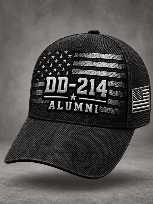 Unisex Veterans Day DD-214 Alumni US Flag Print Hat