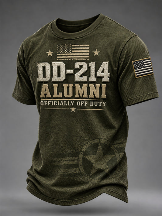 Men's Veterans Day DD-214 Alumni US Flag Print Casual Tee