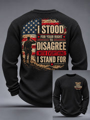 Men's  U.S. Veterans Day Print Casual Waffle Long Sleeve T-Shirt