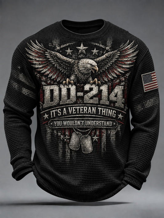 Men's Veterans Day Printed Waffle Long Sleeve T-shirt