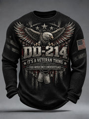 Men's Veterans Day Printed Waffle Long Sleeve T-shirt