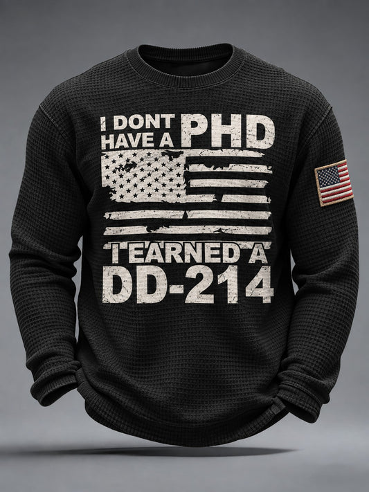 Men's Veterans Day Printed Waffle Long Sleeve T-shirt